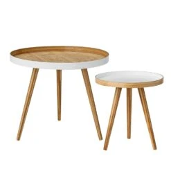 Bloomingville Cappuccino Coffee Table 2 Pieces, White / Nature