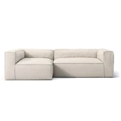 Grand 3 Seater Sofa Divan Left Outdoor, Linen Chalk