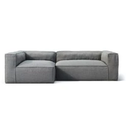 Grand 3 Seater Sofa Divan Left Outdoor, Charcoal Chiné