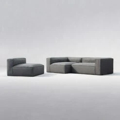 Grand 3 Seater Sofa Divan Left With Armchair Outdoor, Charchoal Chiné -Maze Furni Shop decotique grand 3 seater sofa divan left with armchair outdoor 12