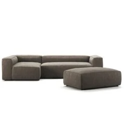 Grand 4 Seater Sofa Divan Left Open End Piece With Footstool, Mole Brown