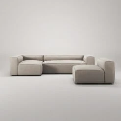 Grand 4 Seater Sofa Divan Left With Armchair, Sandshell Beige -Maze Furni Shop decotique grand 4 seater sofa divan left with armchair 38