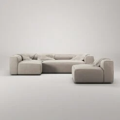 Grand 4 Seater Sofa Divan Left With Armchair, Sandshell Beige -Maze Furni Shop decotique grand 4 seater sofa divan left with armchair 39