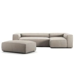 Grand 4 Seater Sofa Divan Right Open End Piece With Footstool, Sandshell Beige