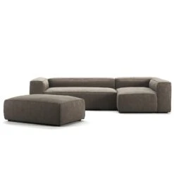 Grand 4 Seater Sofa Divan Right Open End Piece With Footstool, Mole Brown