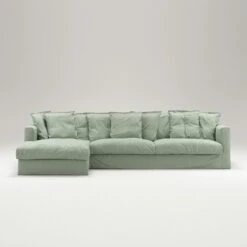 Le Grand Air Divan Left Linen, Green Pear -Maze Furni Shop decotique le grand air divan left linen 14
