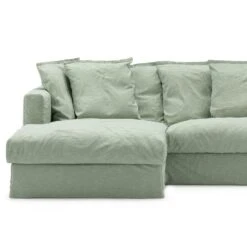 Le Grand Air Upholstery 3-Seater Divan Left Linen, Green Pear