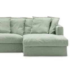 Le Grand Air Upholstery 3-Seater Divan Right Linen, Green Pear