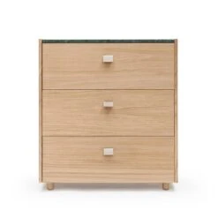 Loft Chest Of Drawers TE3, Oak/Green Marble