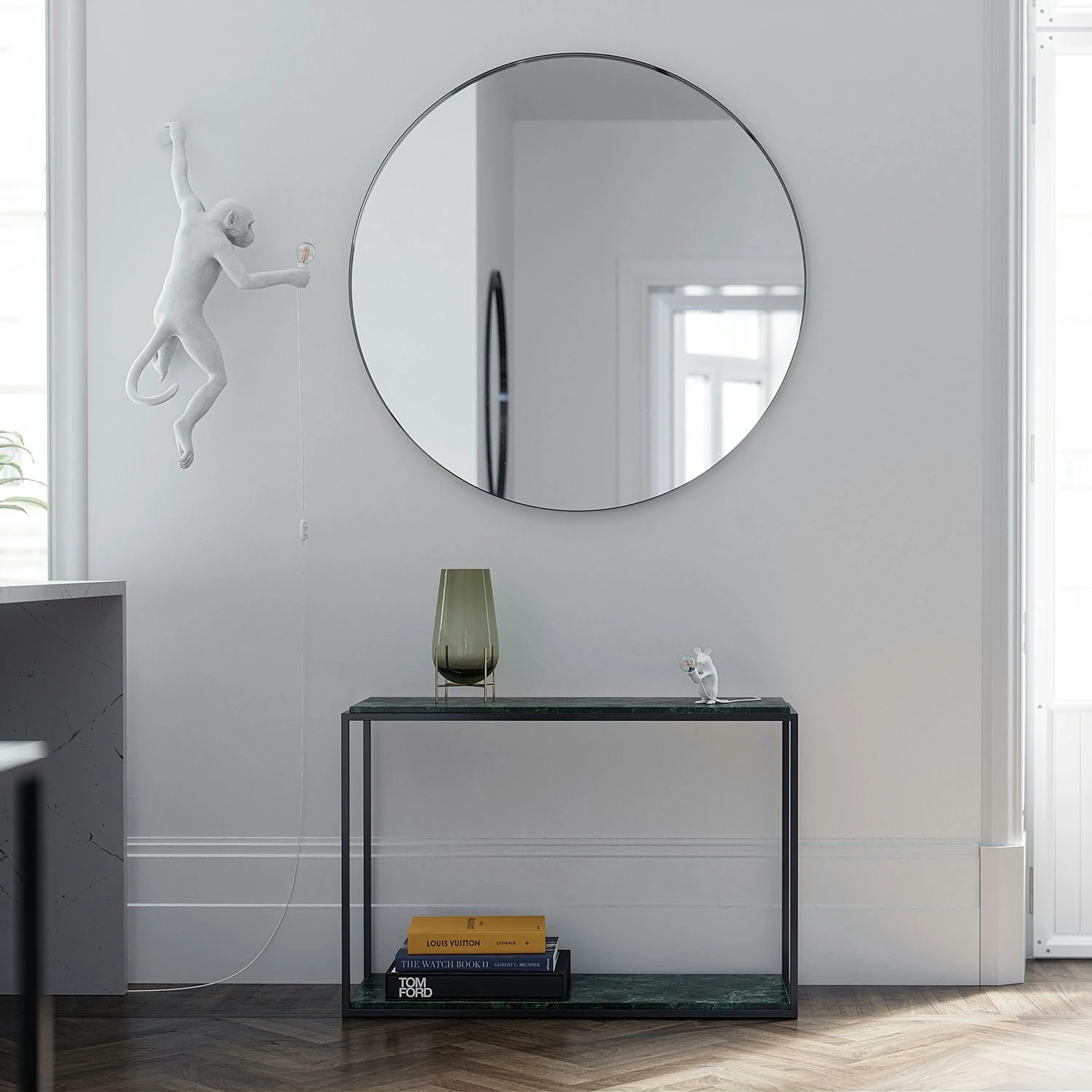 Marvelous Sideboard 93x62cm, Black/Green Marble 2 Marvelous Sideboard 93x62cm, Black/Green Marble - Image 2