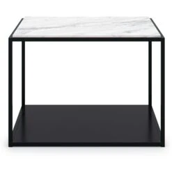 Marvelous Soffbord 63x63cm, Black/White Marble