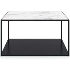 Marvelous Soffbord 83x83cm, Black/White Marble