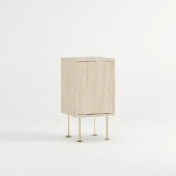 Vogue Bedside Table, White Pigmented Oak / Brass -Maze Furni Shop decotique vogue bedside table 49
