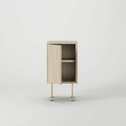 Vogue Bedside Table, White Pigmented Oak / Brass -Maze Furni Shop decotique vogue bedside table 50