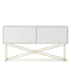 Vogue Media Furniture 136H, White/2W/Brass