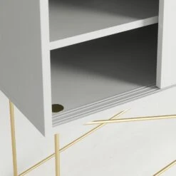 Vogue Media Furniture 136H, White/2W/Brass -Maze Furni Shop decotique vogue media furniture 136 with frame stand 83