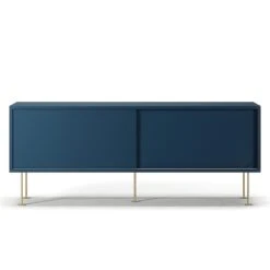 Vogue Media Bench With Legs 136 Cm, Dark Blue / Brass