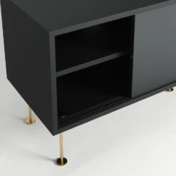 Vogue Media Bench With Legs 136 Cm, Anthracite / Brass -Maze Furni Shop decotique vogue media furniture 136 with legs 45