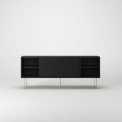 Vogue Media Bench With Legs 136 Cm, Anthracite / Brass -Maze Furni Shop decotique vogue media furniture 136 with legs 47