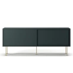 Vogue Media Bench With Legs 136 Cm, Grey / Brass