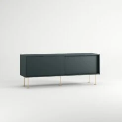 Vogue Media Bench With Legs 136 Cm, Grey / Brass -Maze Furni Shop decotique vogue media furniture 136 with legs 71