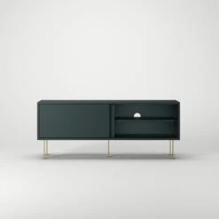 Vogue Media Bench With Legs 136 Cm, Grey / Brass -Maze Furni Shop decotique vogue media furniture 136 with legs 73