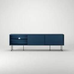 Vogue Media Bench With Legs 180 Cm, Dark Blue / Black -Maze Furni Shop decotique vogue media furniture 180 with legs 117