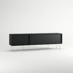 Vogue Media Bench With Legs 180 Cm, Anthracite / Brass -Maze Furni Shop decotique vogue media furniture 180 with legs 33