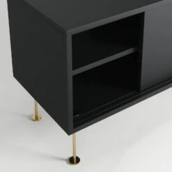 Vogue Media Bench With Legs 180 Cm, Anthracite / Brass -Maze Furni Shop decotique vogue media furniture 180 with legs 34