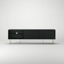 Vogue Media Bench With Legs 180 Cm, Anthracite / Brass -Maze Furni Shop decotique vogue media furniture 180 with legs 35