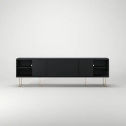 Vogue Media Bench With Legs 180 Cm, Anthracite / Brass -Maze Furni Shop decotique vogue media furniture 180 with legs 36