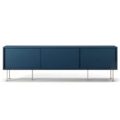 Vogue Media Bench With Legs 180 Cm, Dark Blue / Brass