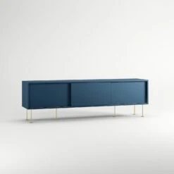 Vogue Media Bench With Legs 180 Cm, Dark Blue / Brass -Maze Furni Shop decotique vogue media furniture 180 with legs 61