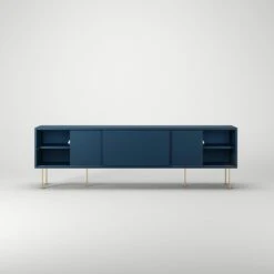 Vogue Media Bench With Legs 180 Cm, Dark Blue / Brass -Maze Furni Shop decotique vogue media furniture 180 with legs 64