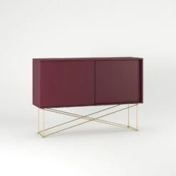 Vogue Sideboard 136H, Wine Red/2WR/Brass -Maze Furni Shop decotique vogue sideboard 136 with frame stand 101