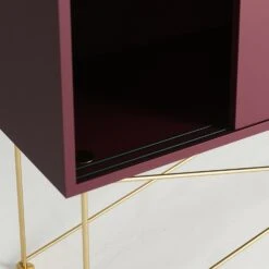 Vogue Sideboard 136H, Wine Red/2WR/Brass -Maze Furni Shop decotique vogue sideboard 136 with frame stand 102