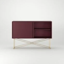 Vogue Sideboard 136H, Wine Red/2WR/Brass -Maze Furni Shop decotique vogue sideboard 136 with frame stand 103
