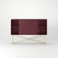 Vogue Sideboard 136H, Wine Red/2WR/Brass -Maze Furni Shop decotique vogue sideboard 136 with frame stand 104