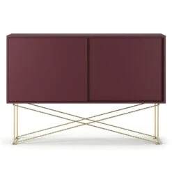 Vogue Sideboard 136H, Wine Red/2WR/Brass