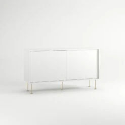 Vogue Side Table With Legs 136 Cm, White / Brass -Maze Furni Shop decotique vogue sideboard 136 with legs 11