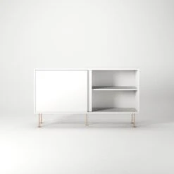 Vogue Side Table With Legs 136 Cm, White / Brass -Maze Furni Shop decotique vogue sideboard 136 with legs 13