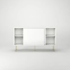 Vogue Side Table With Legs 136 Cm, White / Brass -Maze Furni Shop decotique vogue sideboard 136 with legs 14