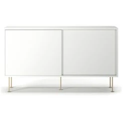 Vogue Side Table With Legs 136 Cm, White / Brass