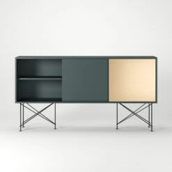Vogue Sideboard 180H, Grey/2G1B/Black -Maze Furni Shop decotique vogue sideboard 180 one brass door frame stand 102