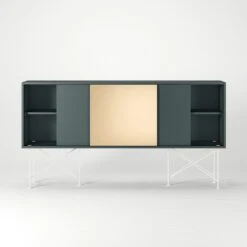 Vogue Sideboard 180H, Grey/2G1B/White -Maze Furni Shop decotique vogue sideboard 180 one brass door frame stand 180