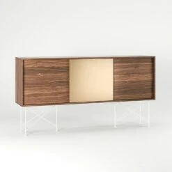 Vogue Sideboard 180H, Walnut/2W1B/White -Maze Furni Shop decotique vogue sideboard 180 one brass door frame stand 184
