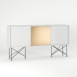 Vogue Sideboard 180H, White/2W1B/Black -Maze Furni Shop decotique vogue sideboard 180 one brass door frame stand 30