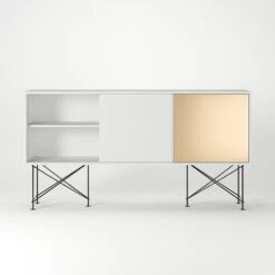 Vogue Sideboard 180H, White/2W1B/Black -Maze Furni Shop decotique vogue sideboard 180 one brass door frame stand 32