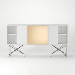 Vogue Sideboard 180H, White/2W1B/Black -Maze Furni Shop decotique vogue sideboard 180 one brass door frame stand 33