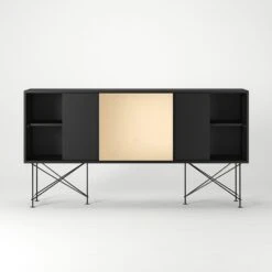 Vogue Sideboard 180H, Antracit/2A1B/Black -Maze Furni Shop decotique vogue sideboard 180 one brass door frame stand 61
